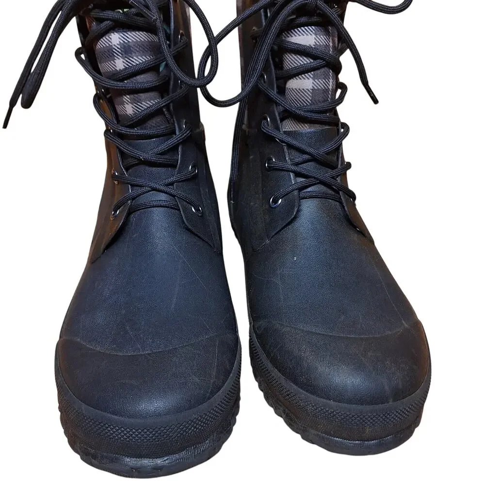 Tidewe  Women's lace up neoprene rubber boots muckboots ankle fleece lined work